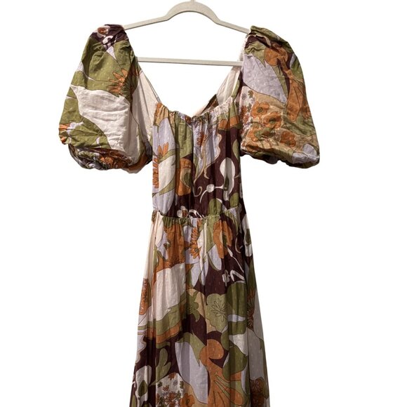 Antik Batik Bahia Cutout Ruffle Maxi Dress With Square Neckline  Adjustable Back - Picture 2 of 14